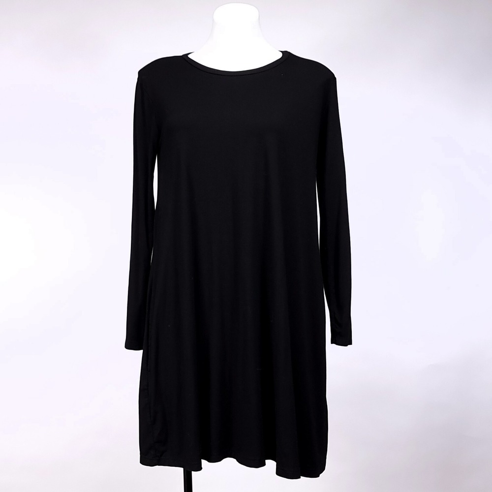 Piko 1988 Womens Black Bamboo Spandex Long Sleeve Swing Tunic Dress Size‎ S